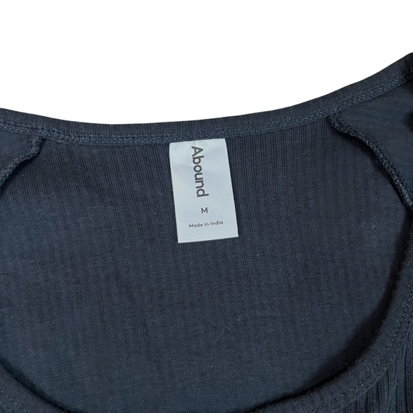 Abound Medium Lettuce Edge Black Ribbed Long Sleeve Stretch Dress NWT - Picture 7 of 11